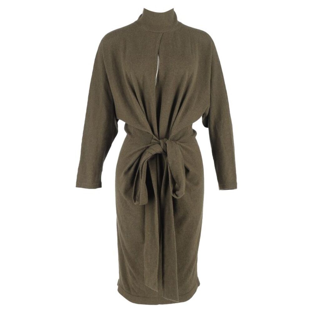 Tom Ford Belted Jumper Dress In Green Cashmere